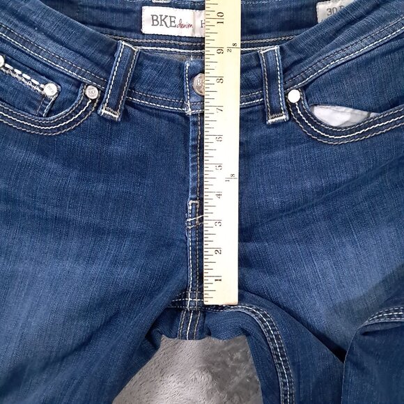 BKE Harper Bootcut Jean Women 33x30.5, Tag 30x31.5 Blue Stretch Thick Stitch - Picture 12 of 15